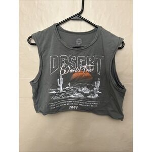 Social Culture Medium Olive‎ Crop T Shirt Desert World Tour